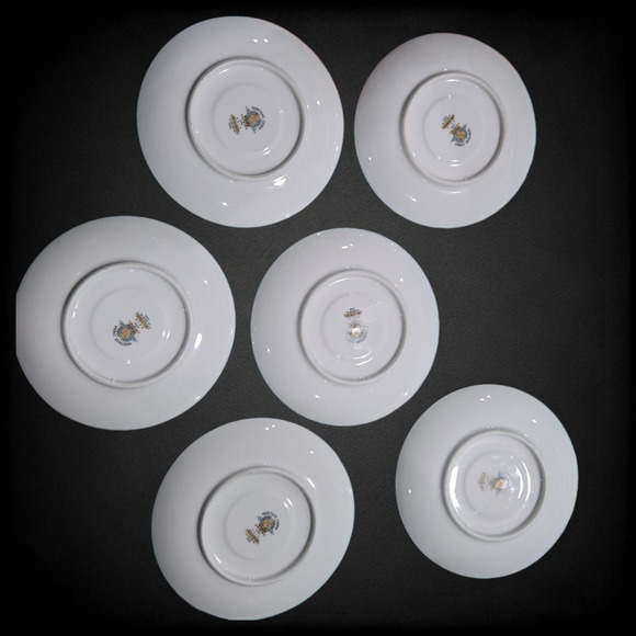 1960s Vintage Noritake Bellemead Porcelain Silver Trimmed Floral 6 Saucer Plates - Picture 4 of 10